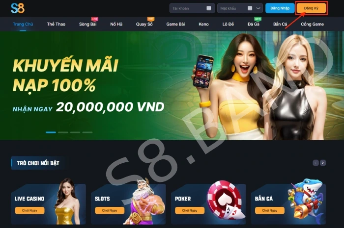 Đăng ký S8 - Tạo tài khoản cho thành viên mới 1 Đăng ký s8