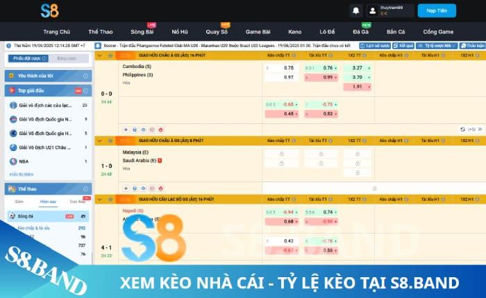 Thể thao S8 - Website chơi game thể thao trực tuyến uy tín 9 Kèo nhà cái s8